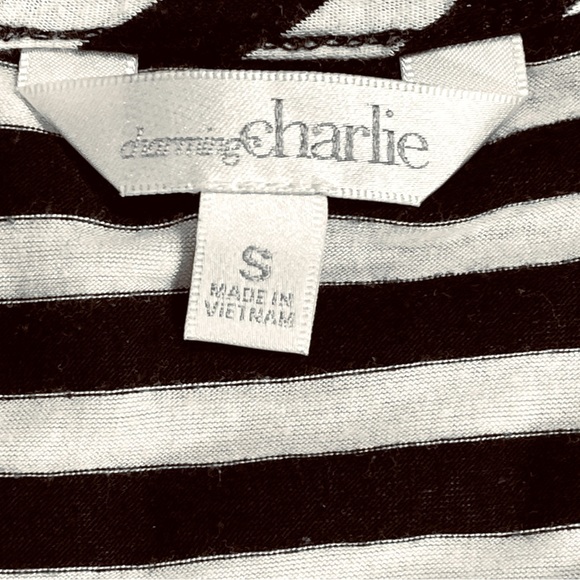 Charming Charlie size small teal mini dress with black & white striped top EUC - Picture 10 of 11